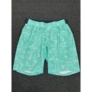 Lululemon T.H.E Shorts Men's Large Green Blue Gym Training 10" Inseam Unlined‎
